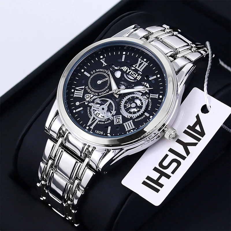 AIYISHI/爱依士正品时尚男表 瑞士注册品牌 钢带腕表-1806-LESP