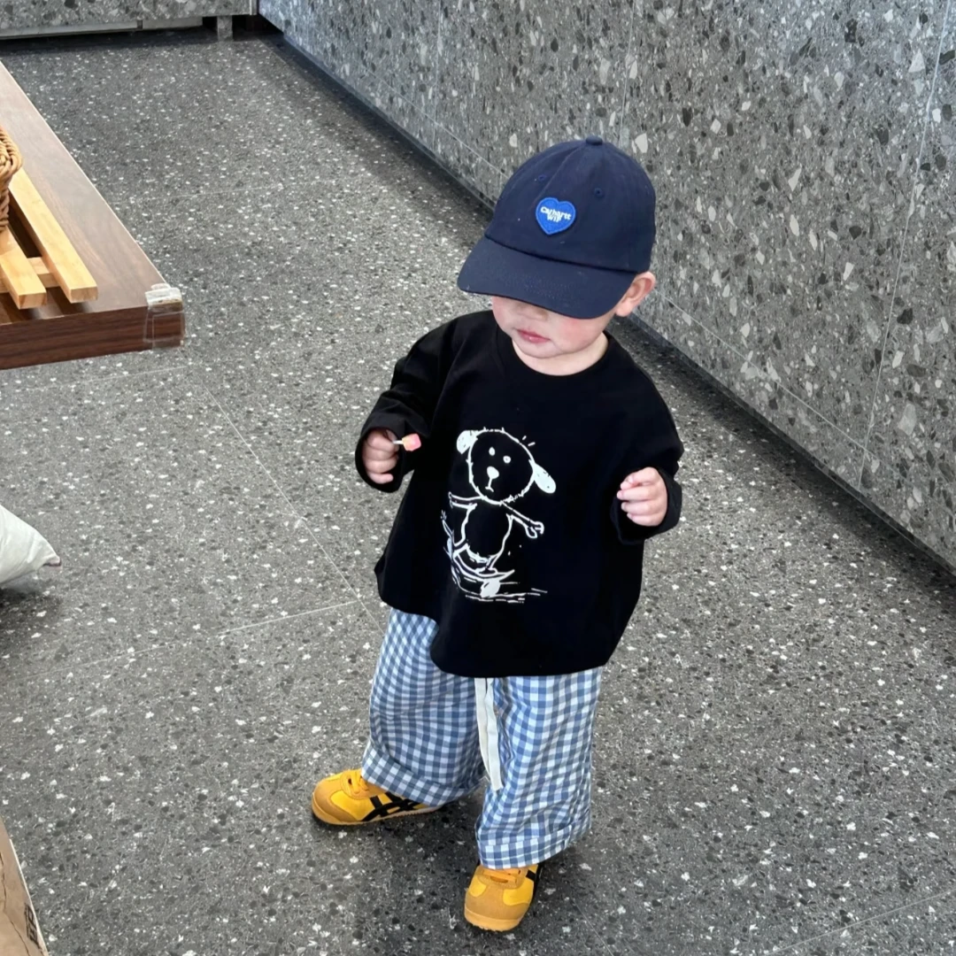 韩版男童纯棉长袖套装秋季2025新款洋气时髦中小童儿童上衣两件套