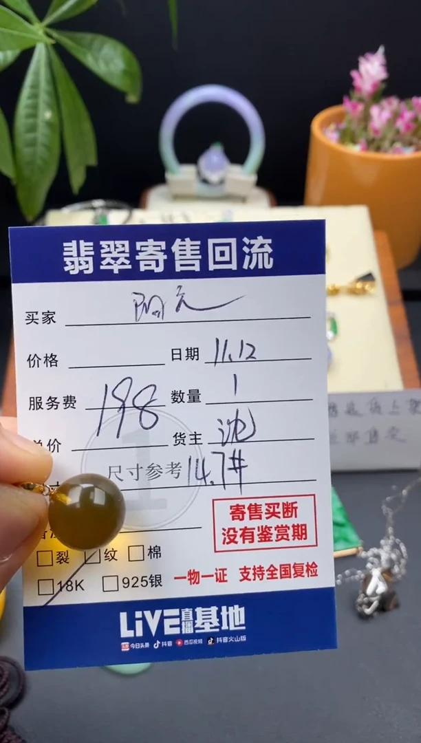 琥珀颈饰18K金镶嵌阳****e3000458