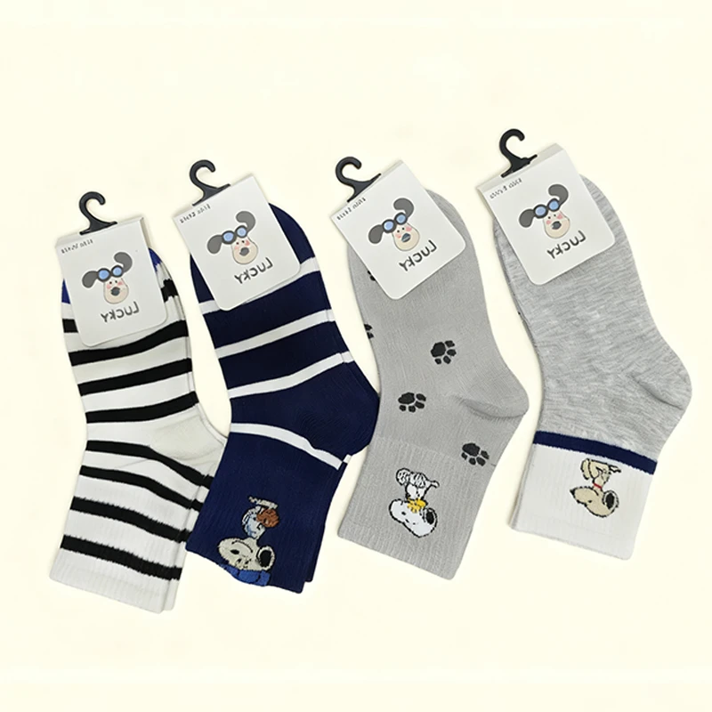 条纹时尚中筒袜男童女童百搭卡通款休闲潮袜