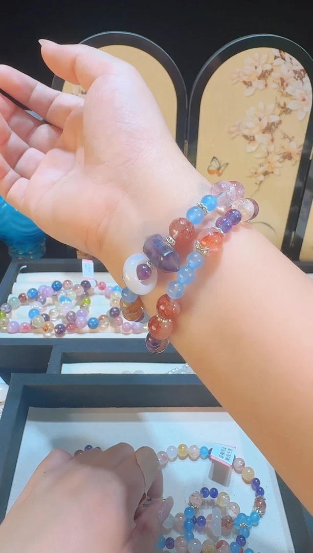 烟晶手链银S925镶嵌手串