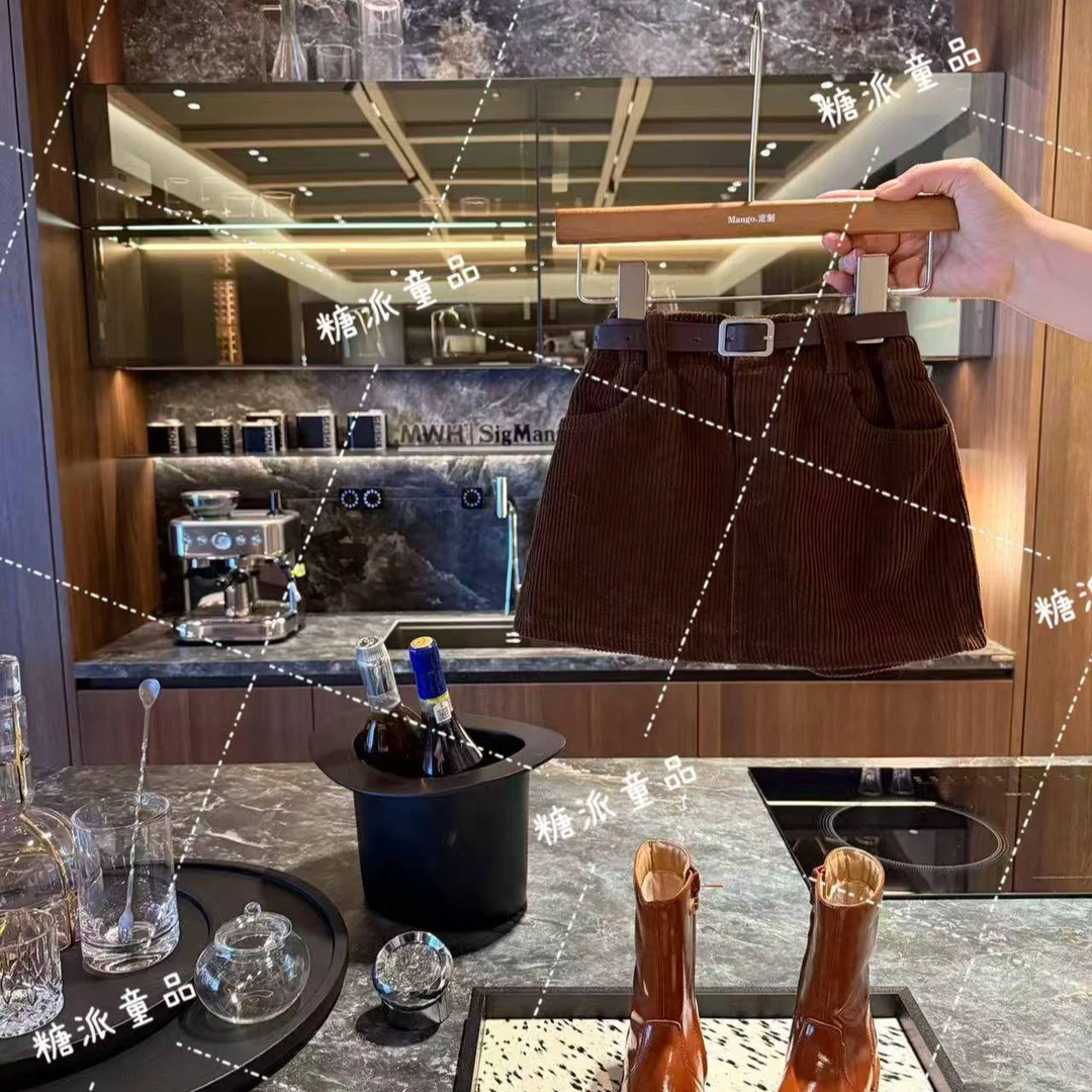 【单独短裙带腰带】1515秋冬糖炒栗子棕咖A字版儿童短裙