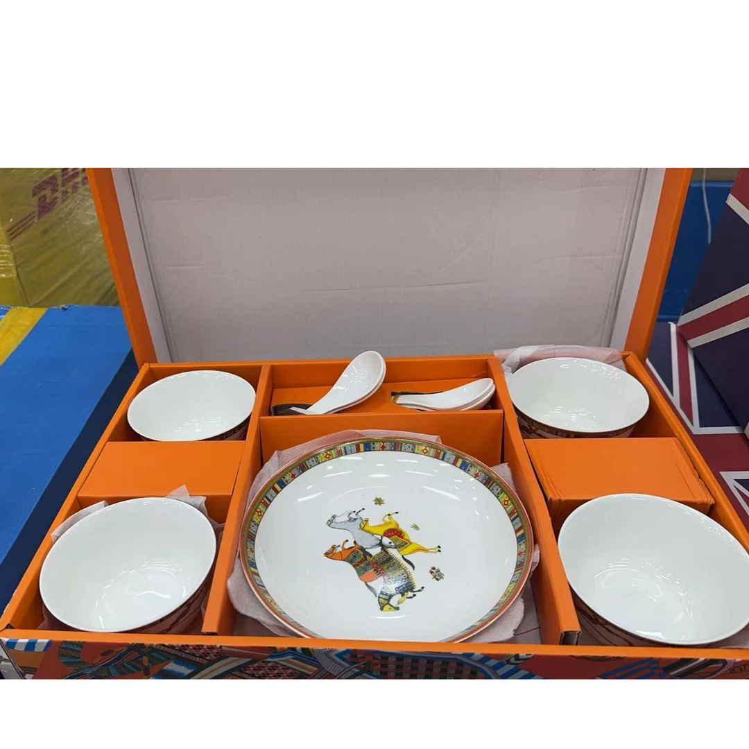 陶瓷餐具套装礼盒装爱马橙年会大气商务节日高级礼品乔迁礼物