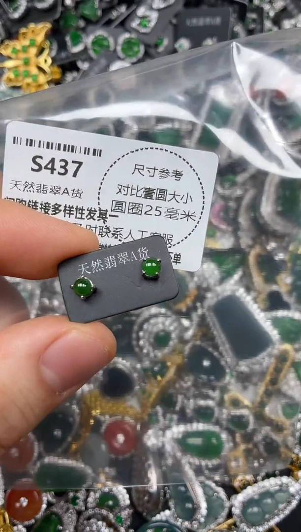 颈饰未镶嵌翡翠S437耳钉