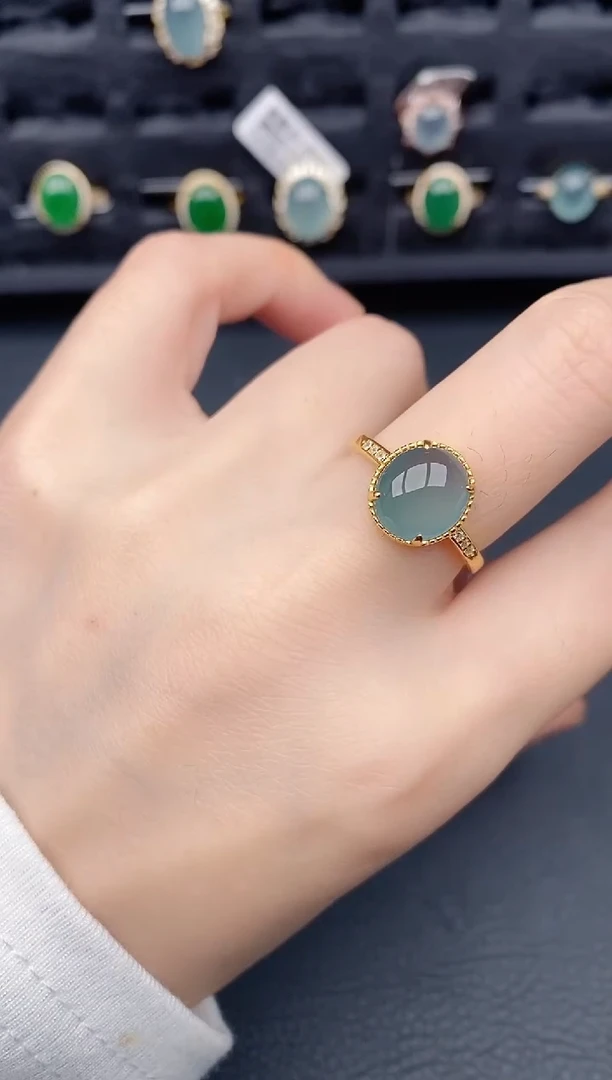 银S925镶嵌戒指翡翠天然a货翡翠442