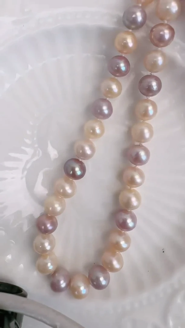 【闪购商品】淡水珍珠颈饰银S925镶嵌糖果8.5-9