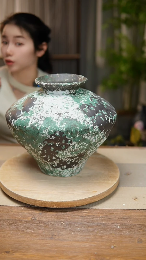 【闪购商品】陶瓷  花器涂鸦绿大飞碟