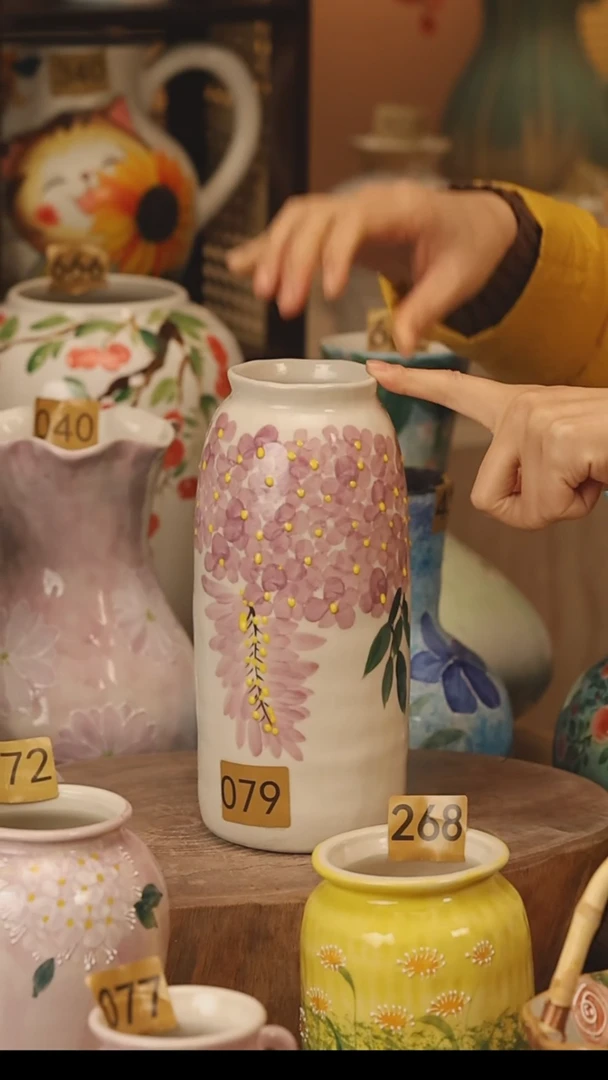 陶瓷景德镇设计师手作花器摆件侘寂风@M079@