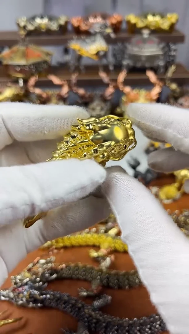 鱼化龙黄铜摆件小纯色