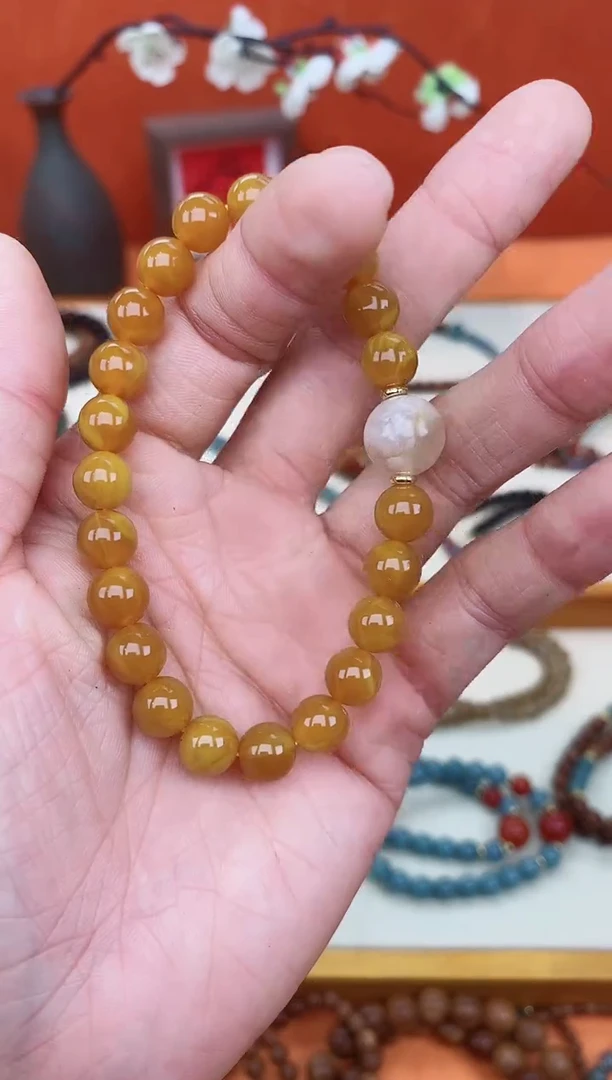 【闪购商品】蜜蜡手链未镶嵌08老蜡单圈