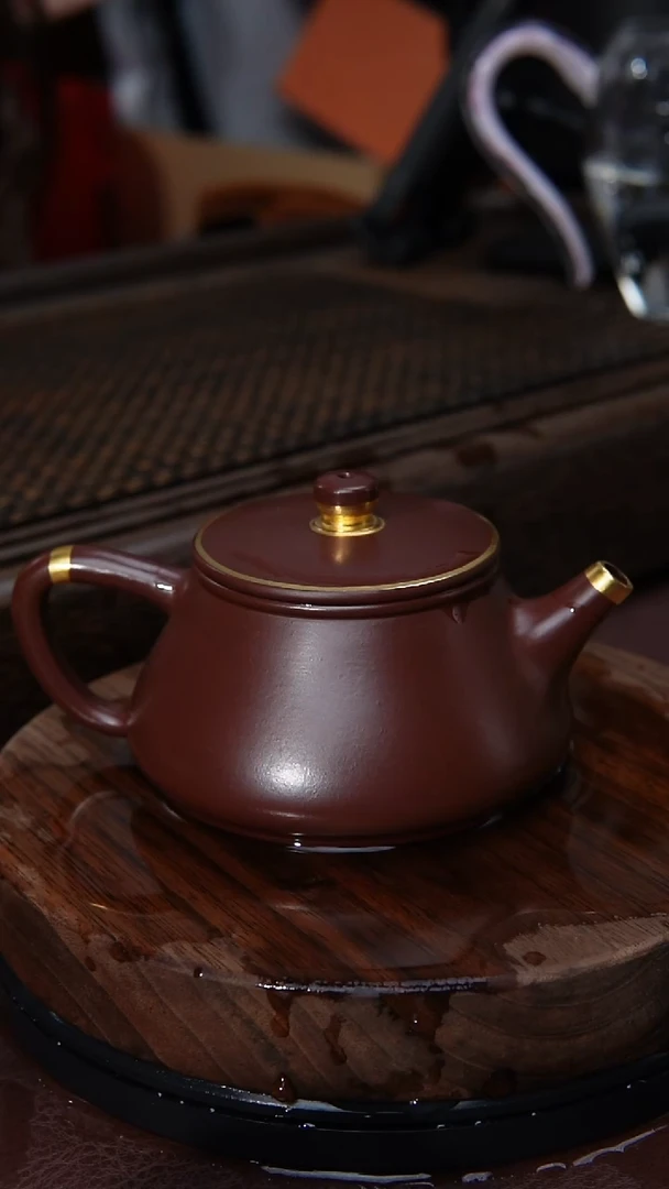 【闪购商品】紫砂茶壶紫袍玉沙石瓢描金紫砂壶