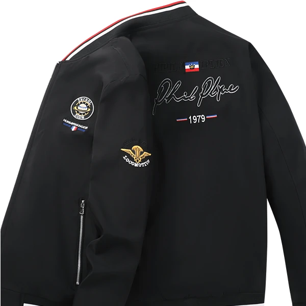 2025轻奢刺绣短款男式棒球服修身帅气夹克飞行员潮牌春秋季外套男