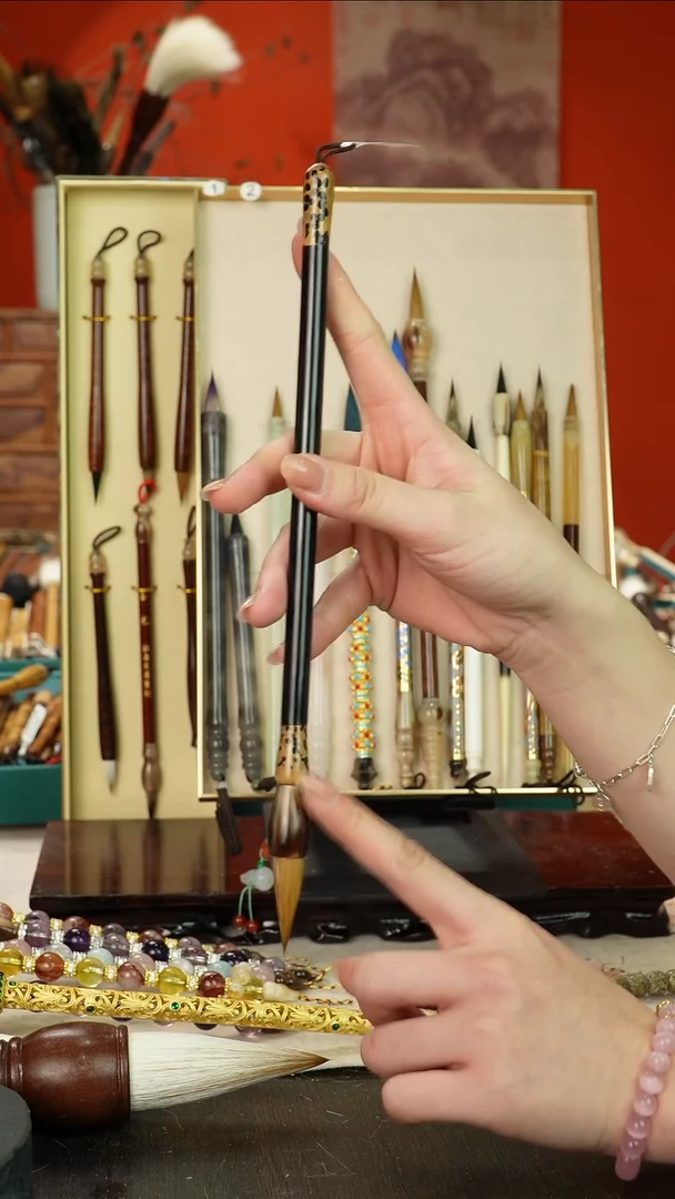 63号闪孤品高货毛笔链接 清水试笔 蘸墨不退