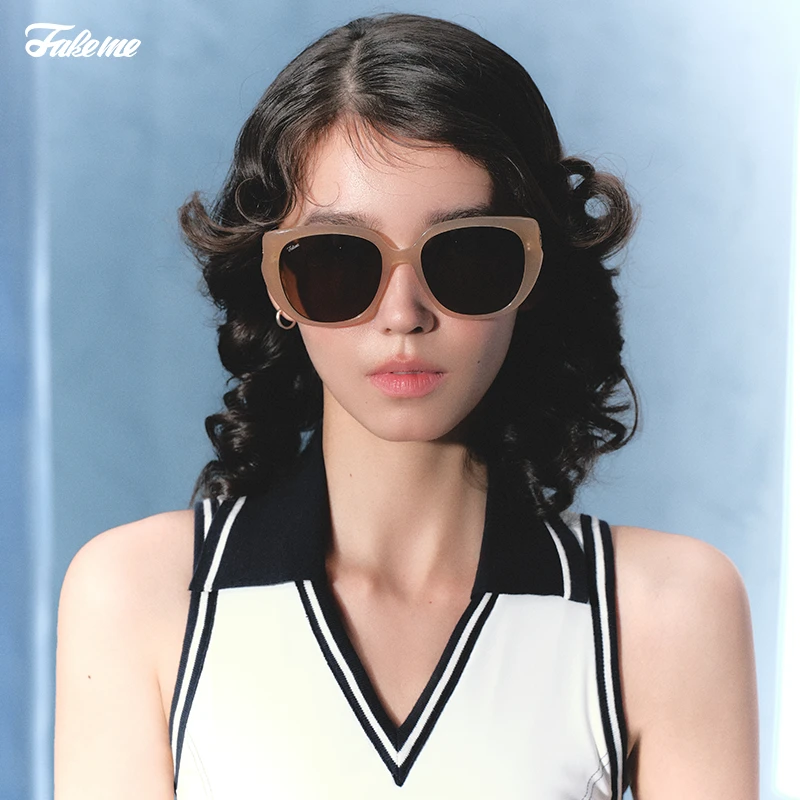 Fakeme2025中国限定质感板材框女墨镜蔡司镜片 大蝴蝶Venie