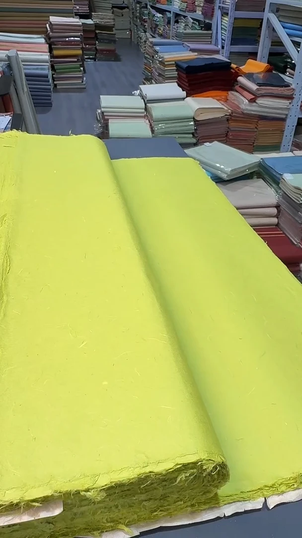纯手工四尺整张50张果绿色楮皮笺