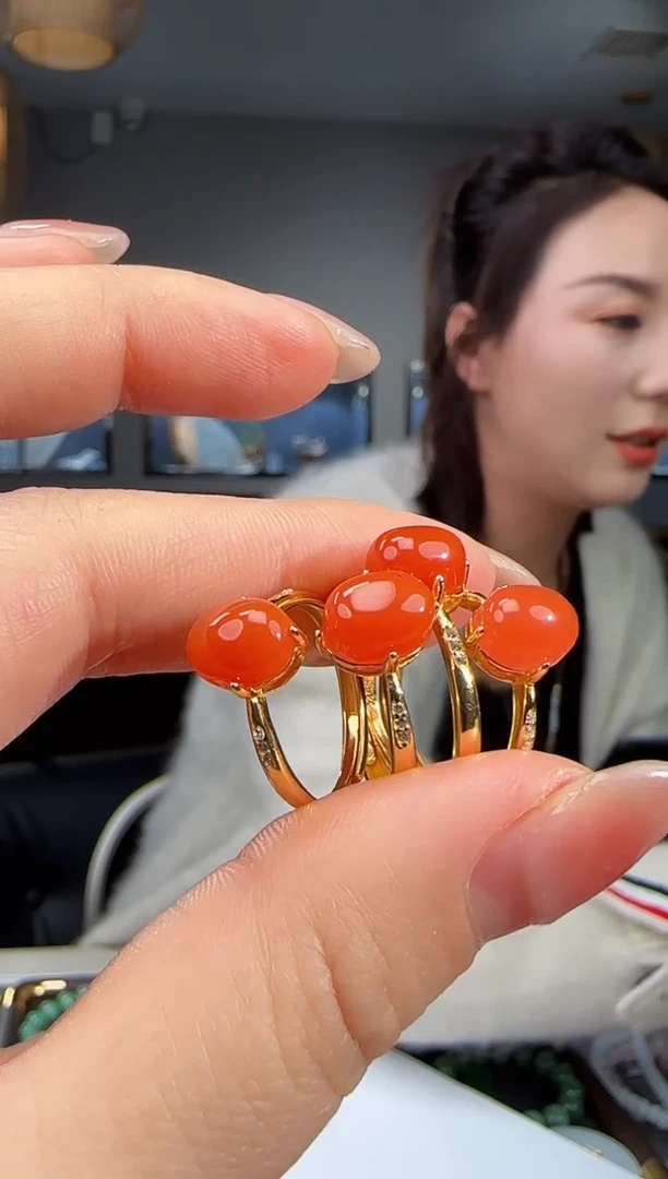 银S925镶嵌南红玛瑙戒指多样性发货拍一发一