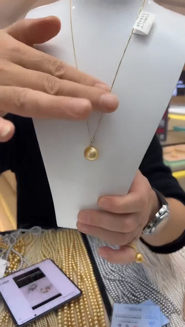 无链子925银【飛梵*18】14-15mm正圆极光几乎无暇奶嘴万能扣吊坠