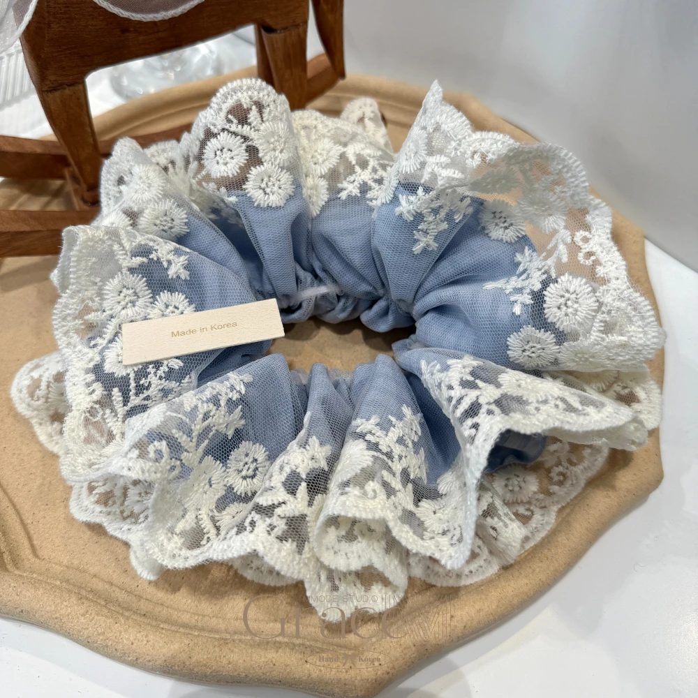 「蕾丝系列-立体条纹」韩国25春夏百搭发绳发圈肠圈丸子头