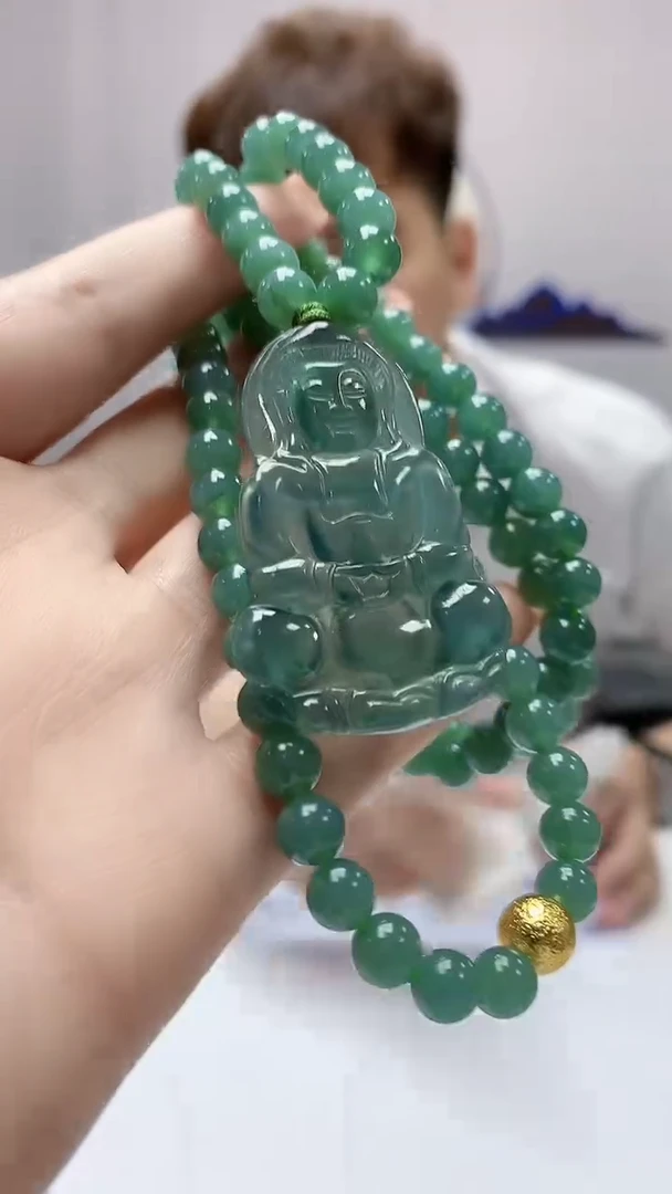 【闪购商品】定制翡翠未镶嵌4868DD-毛货观音赠珠链48
