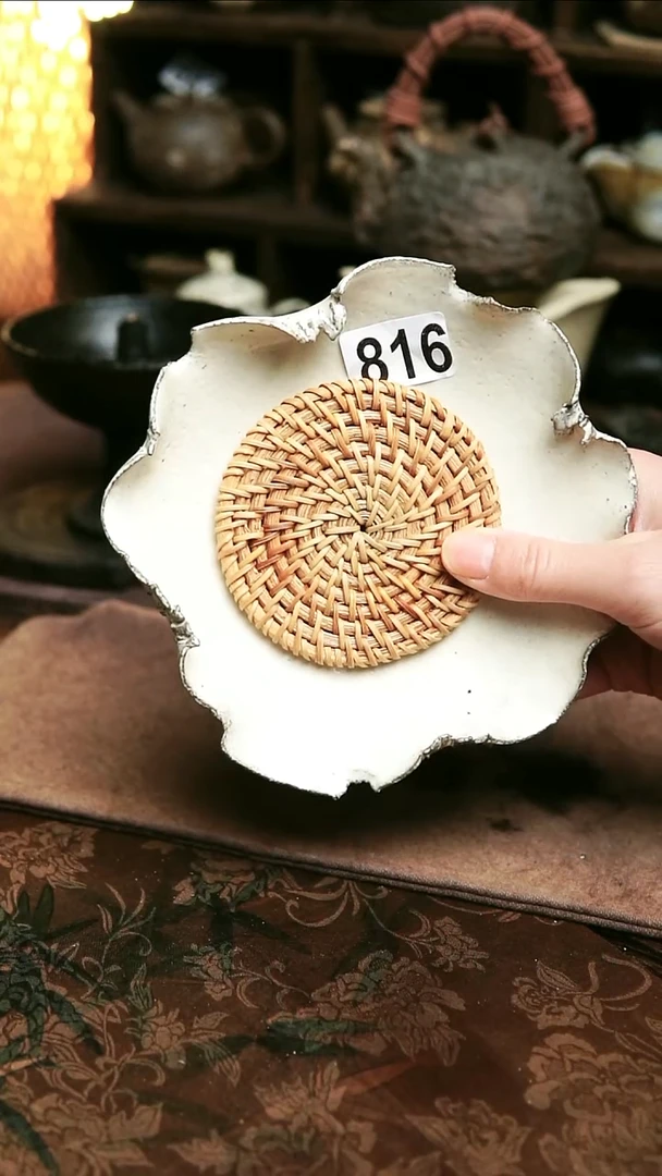 紫砂全手工白色粉引（有雨漏）壶承