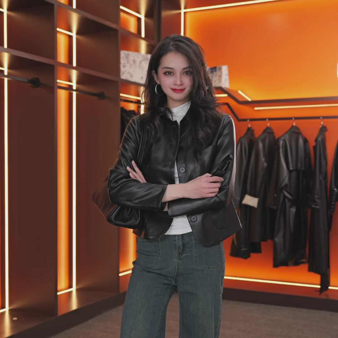 春季洋气时尚百搭女装设计师短款轻奢网红皮衣-2599