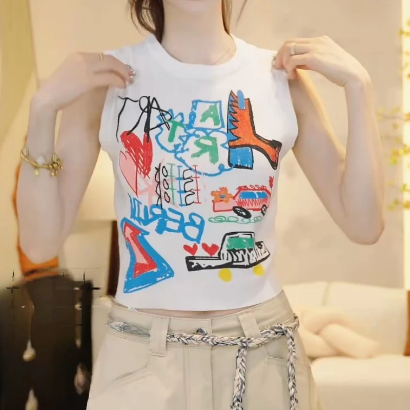 夏季圆领无袖套头款显瘦背心上衣女LK2503930