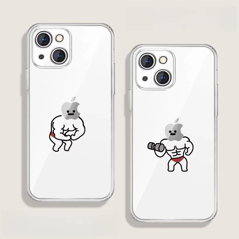 苹果15Pro手机壳可爱14火柴人12mini健身x肌肉暴涨13promax透明壳