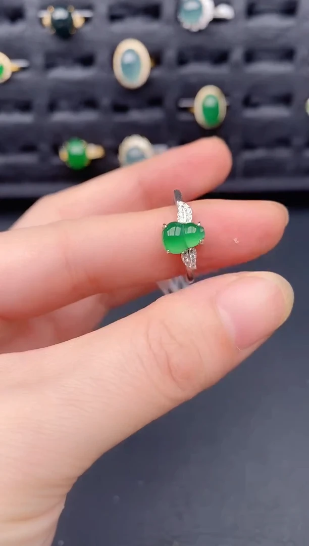 银S925镶嵌戒指翡翠天然a货翡翠143