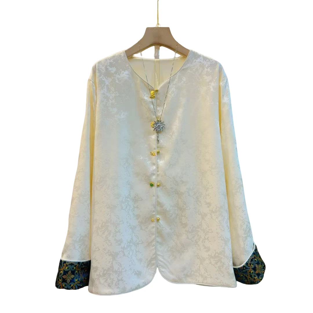 国风宽松印花拼接袖口时尚休闲百搭上衣