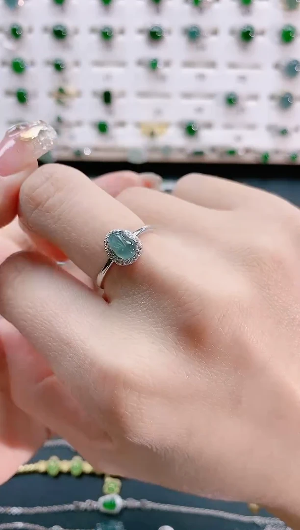 【闪购商品】翡翠戒指银S925镶嵌天然翡翠