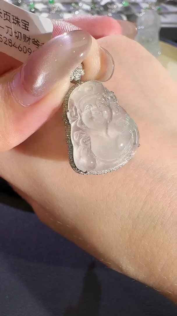 翡翠18K金镶嵌吊坠(不含链)【源头工厂】钻石镶嵌