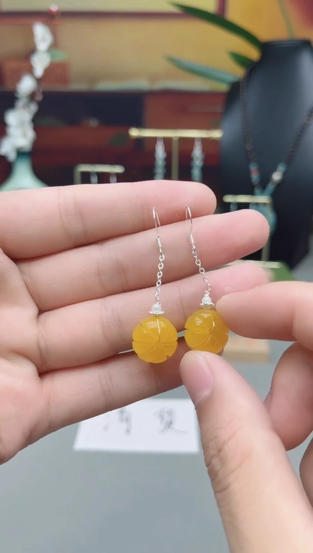 银S925镶嵌耳饰玛瑙/玉髓204