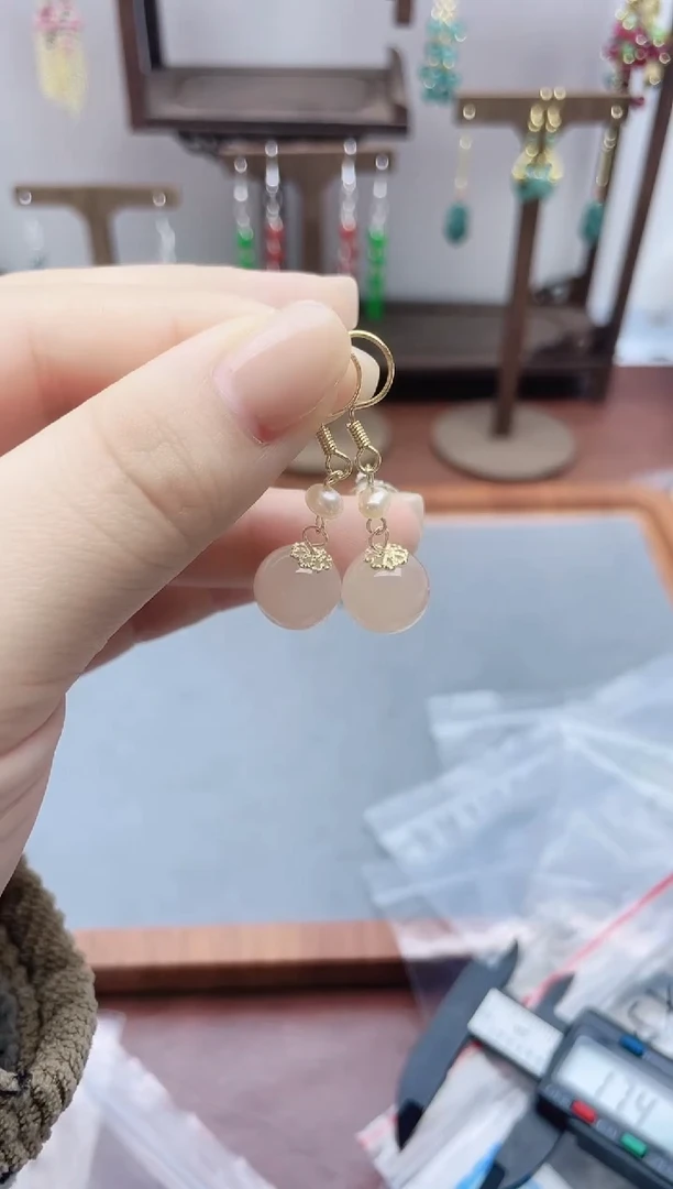 银S925镶嵌和田玉耳饰820000