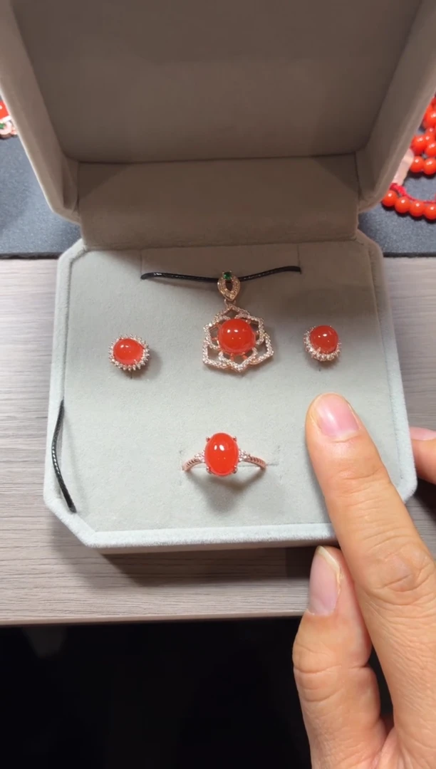 合金戒指南红玛瑙真****贵套装