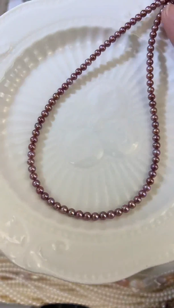 颈饰银S925镶嵌淡水珍珠3.5-4mm 完美级