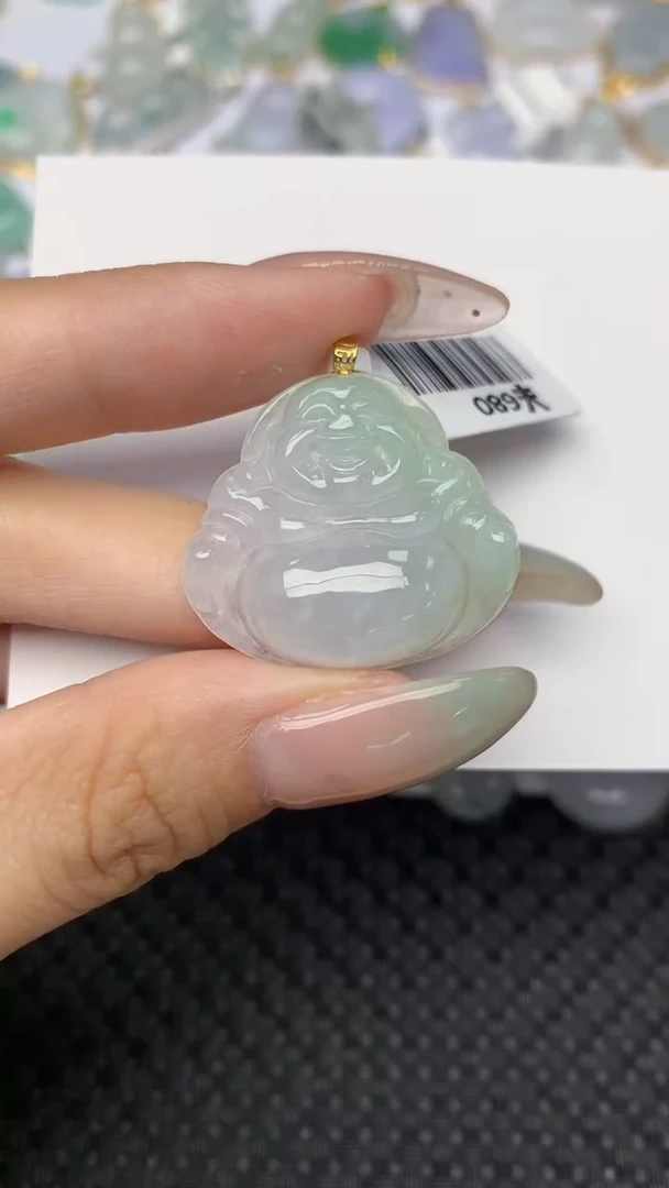 翡翠18K金镶嵌颈饰天然翡翠a货