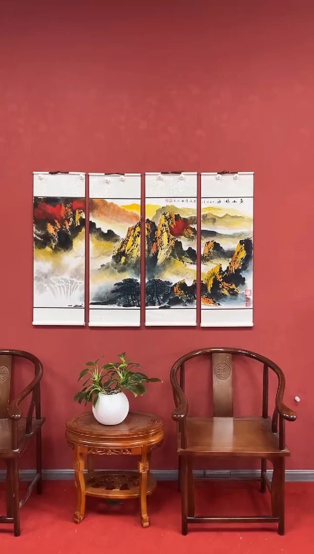 国画李愚老师作品四条屏