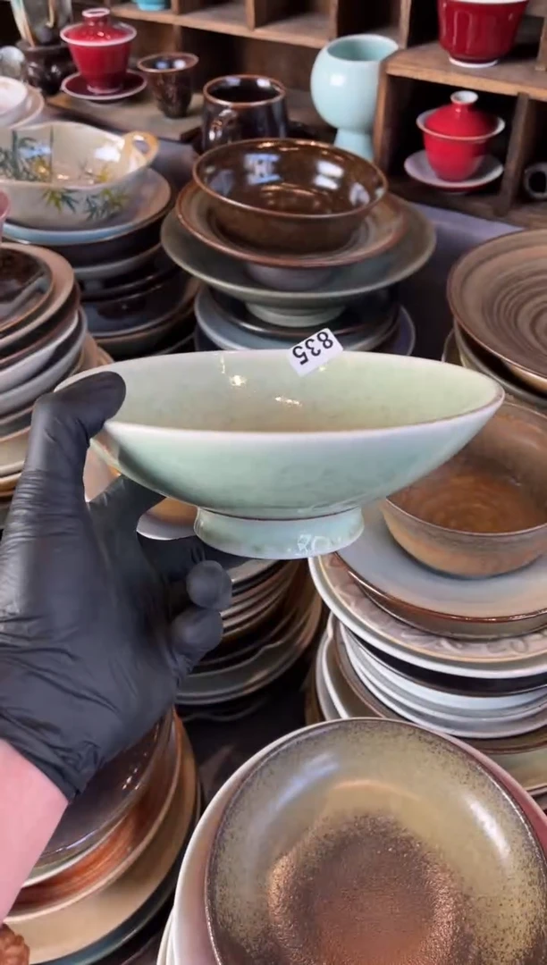 【闪购商品】瓷片835窑变桐花高足碗