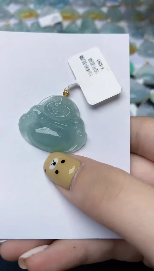 翡翠18K金镶嵌颈饰天然翡翠A货