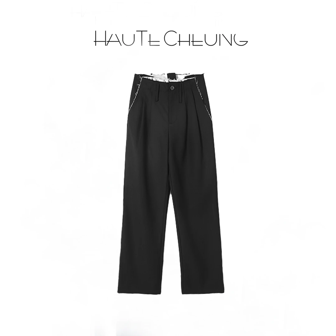 【设计师款简约花苞显瘦百搭西装直腿裤】西装裤长裤垂感宽松裤B038