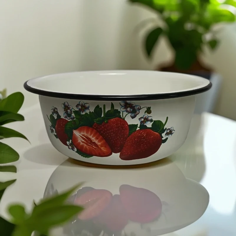 【新疆包邮】草莓32cm sawmi jawur 白底草莓花纹盆网红高档家用