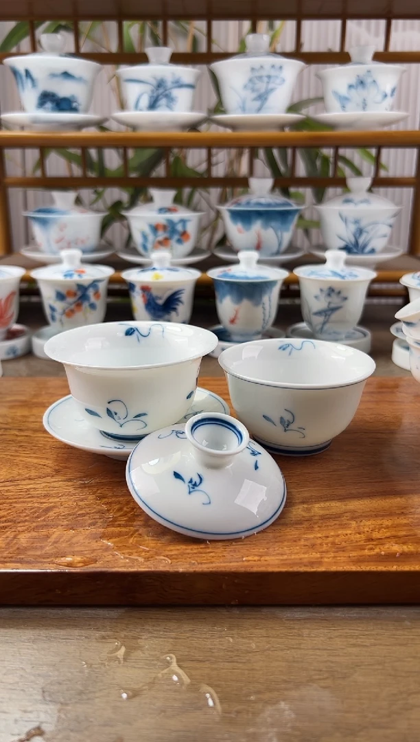 W****吖微瑕玉兰130ml三才盖碗+压手杯