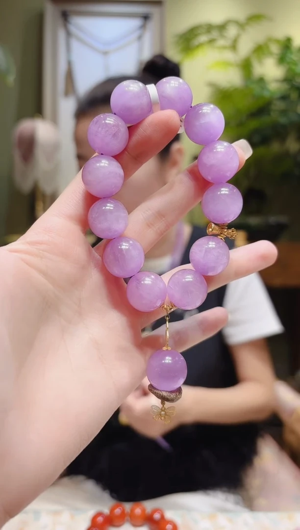 【闪购商品】锂辉石手串18K金镶嵌单珠提溜紫锂辉手串