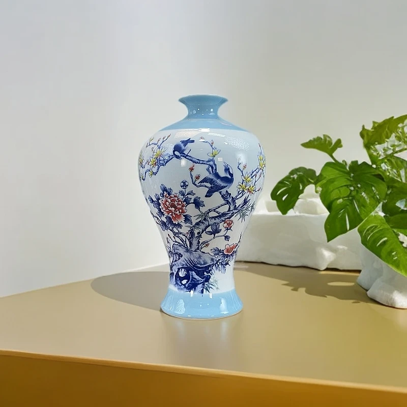 当代仿制 粉彩玉堂富贵美人瓶景德镇陶瓷手绘陶瓷花瓶