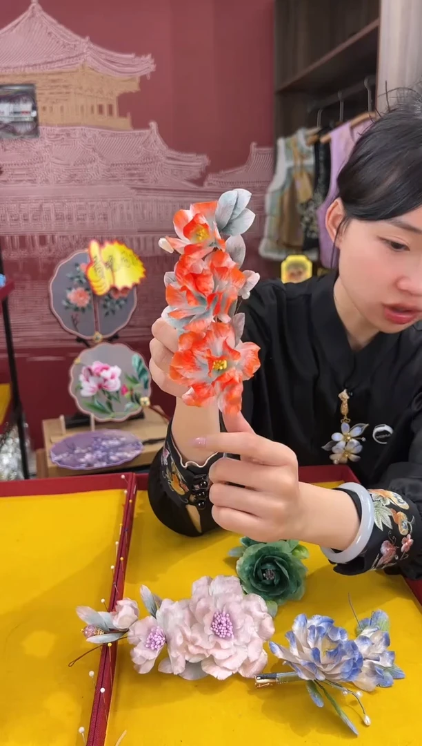 【闪购商品】刺绣非遗绒花（发饰）