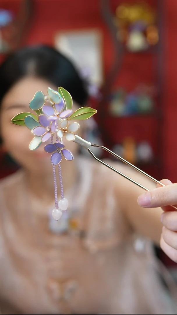 合金无非遗绒花发簪设计师系列