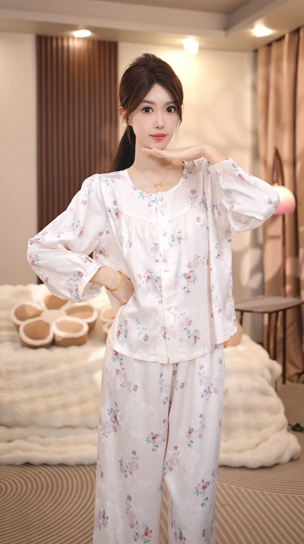 【桃嫣】春秋新款提花高级感甜美新款小众套装家居服