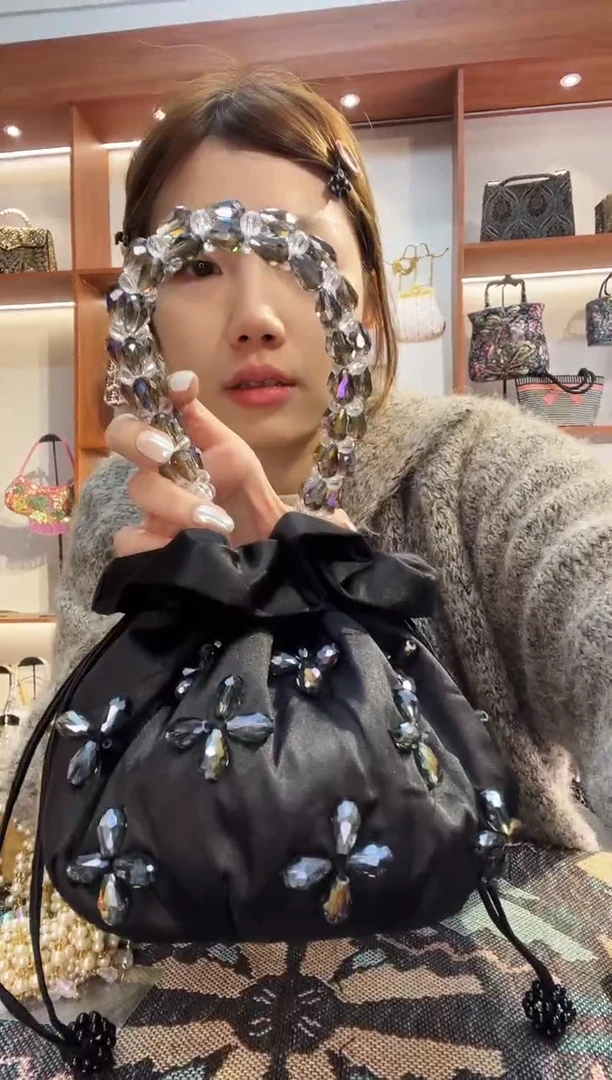 织物16号手工珠珠包包腋下斜跨包手拿包手提晚宴包