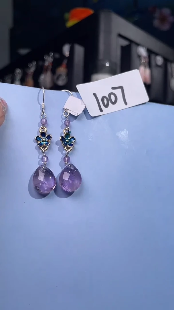 未镶嵌耳饰紫晶喜欢拍