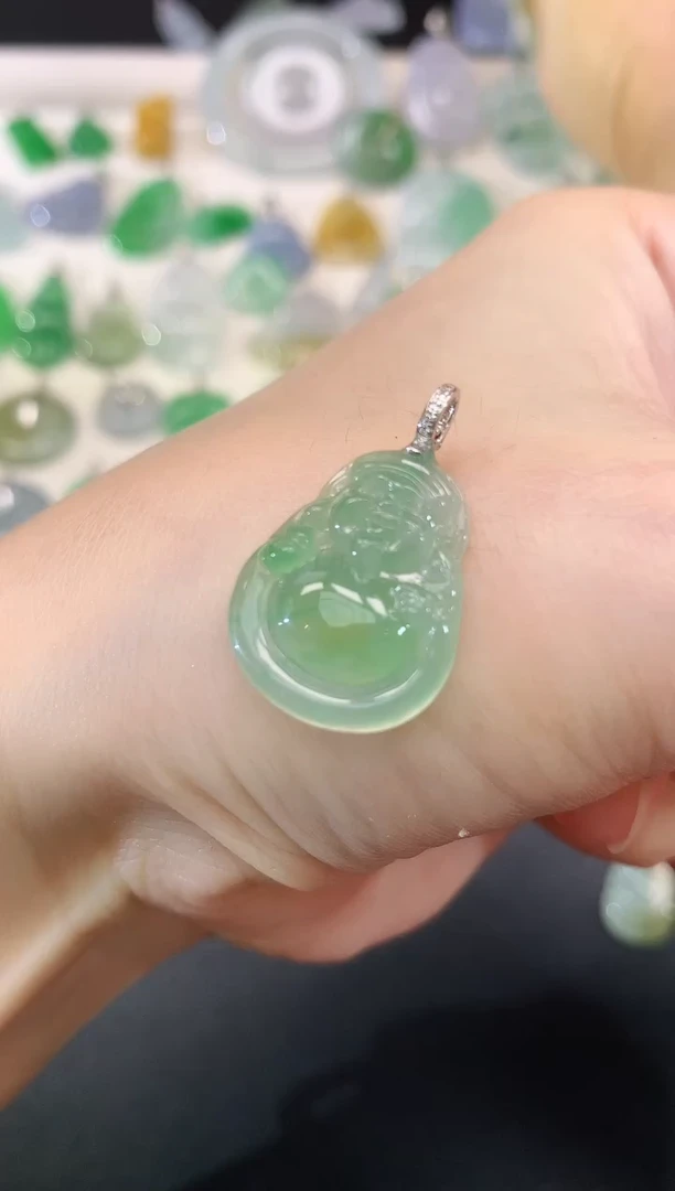 吊坠(不含链)18K金镶嵌翡翠财神|2380